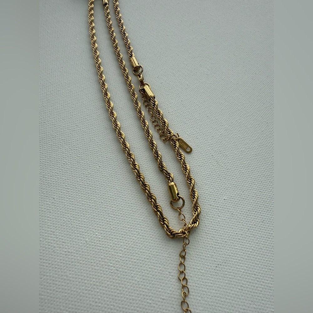 Anthropologie 18K Gold Stainless Steel Twisted Rope Necklace Bracelet Set - Picture 10 of 10